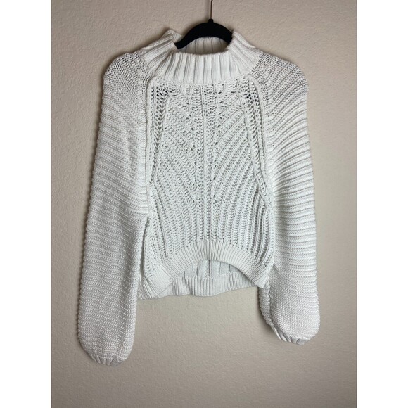 Free People Womens Knitted Sweater White Size S Long Sleeve Mock Neck Pullover - Picture 1 of 7